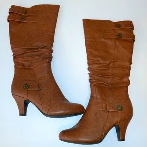 Camel/Tan leather boots by Top Moda.